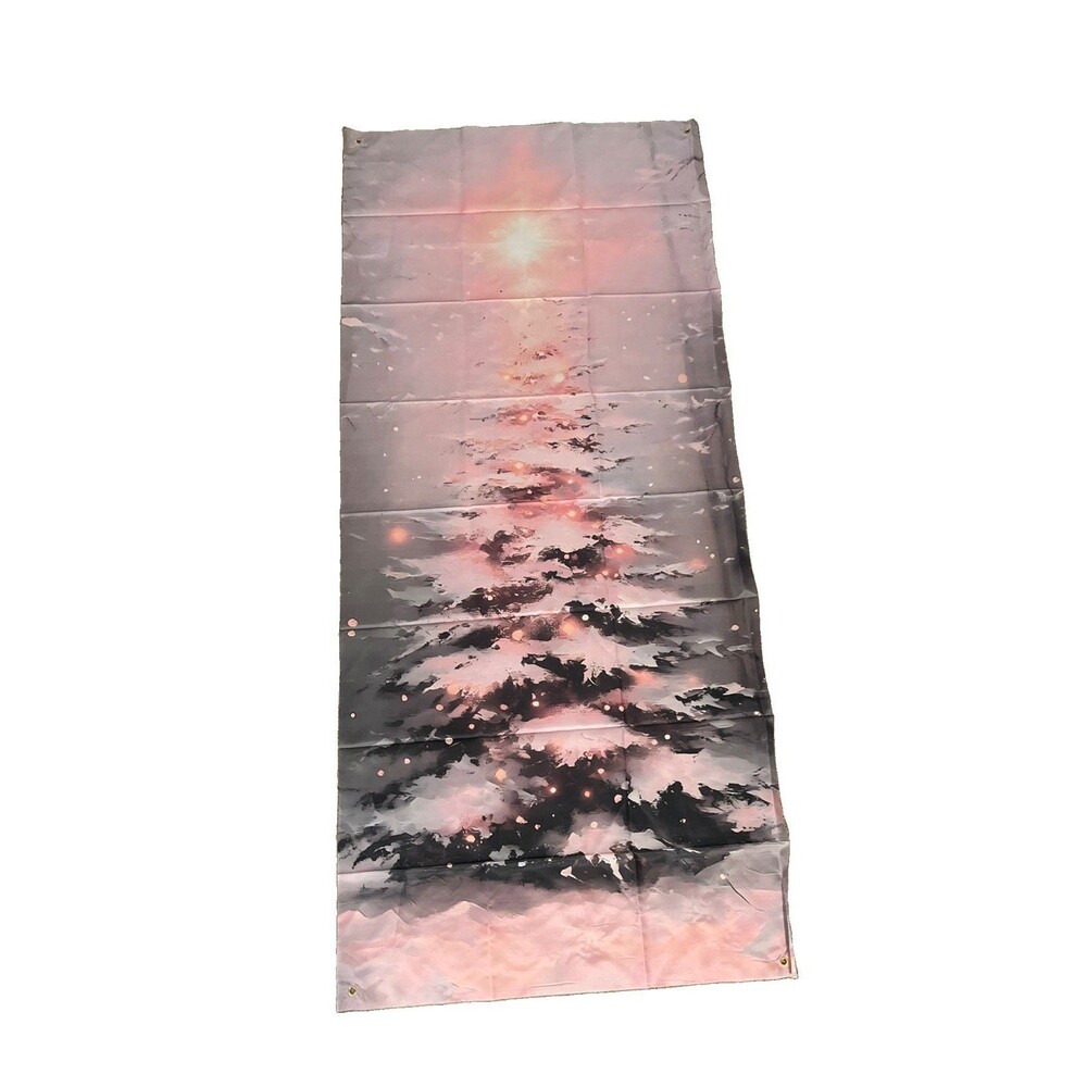 Christmas Tree Door Backdrop 78x35 Snowed Christmas Door Cover